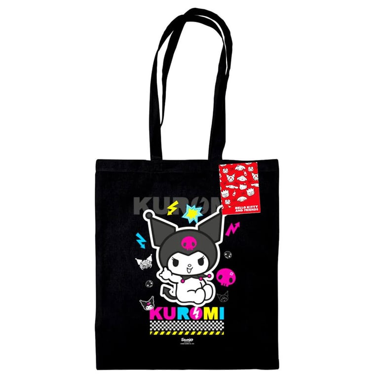 Kuromi 100 Cotton Canvas Tote Bag - Black Shopping Bag