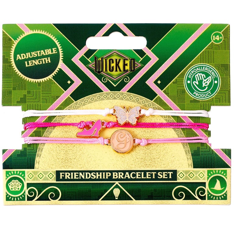 Glinda Friendship Bracelet Set - Adjustable Cord, 3 Pink Shades, Official Barbie Jewelry Collection