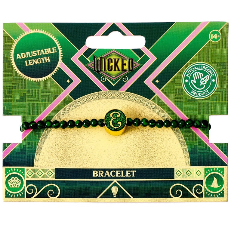 Elphaba Green Bead Adjustable Friendship Bracelet with Initial Charm