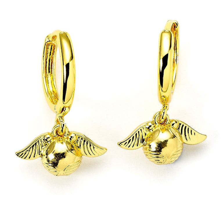 Harry Potter Golden Snitch Gold Plated Huggy Hoop Earrings