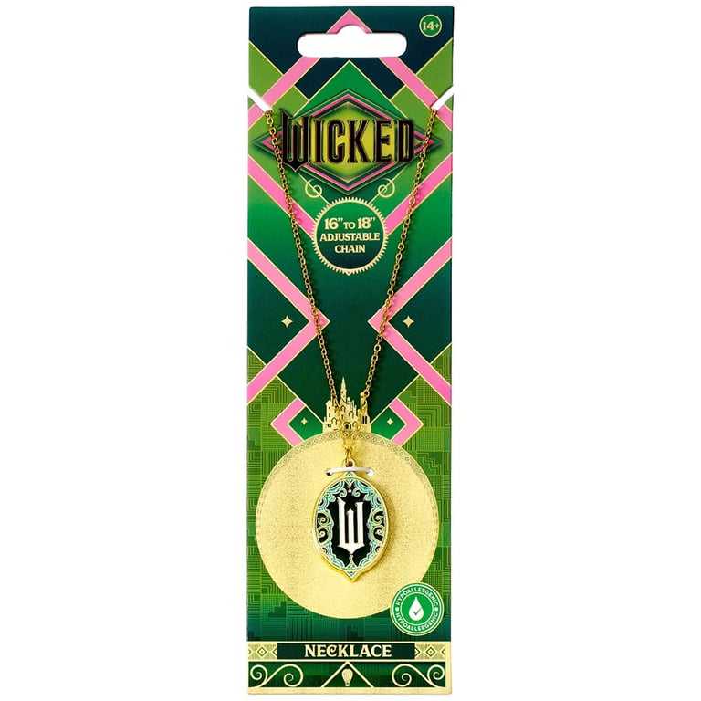 Wicked Silver Plated Emerald City Link Chain Necklace with Extender