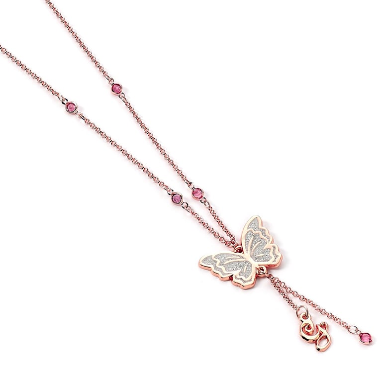 Wicked Rose Gold Glinda Initial Butterfly Necklace with 6cm Extender Chain