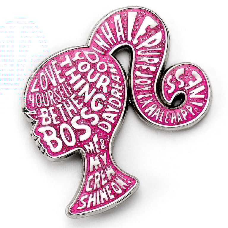 Barbie Sparkly Silhouette Enamel Pin Badge with Inspirational Quotes