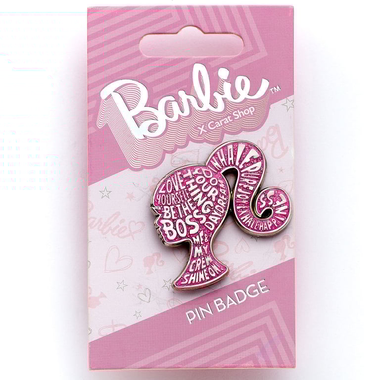 Barbie Sparkly Silhouette Enamel Pin Badge with Inspirational Quotes