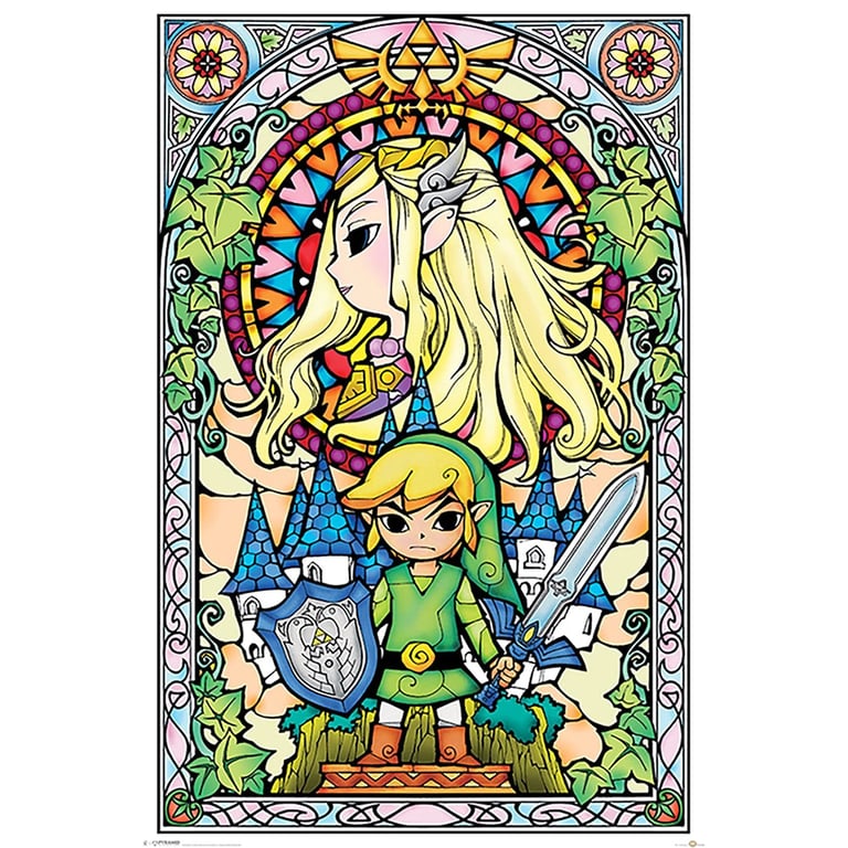 The Legend of Zelda Stained Glass Art Poster - High Resolution Home Decor Wall Art