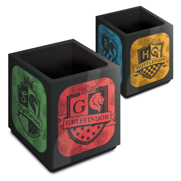 Harry Potter House Crests Matt Black Cube Pen Pot - Stylish Desk Organizer and Decor