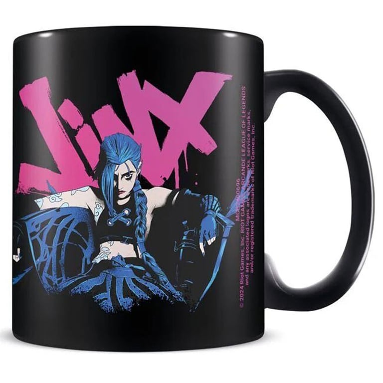 Arcane Jinx Ceramic Mug with Colorful Jinx Design and Pink Handle
