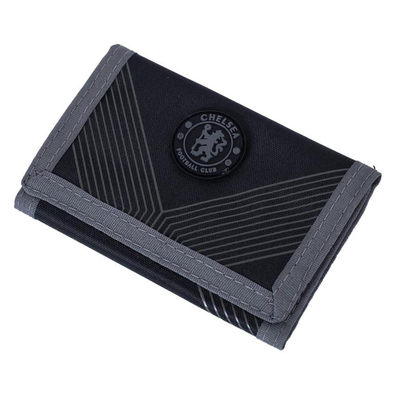 Chelsea FC Black Geo Design Club Crest Wallet - 7 Compartments and Zipped Pocket