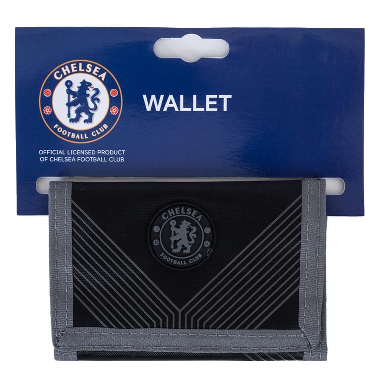 Chelsea FC Black Geo Design Club Crest Wallet - 7 Compartments and Zipped Pocket