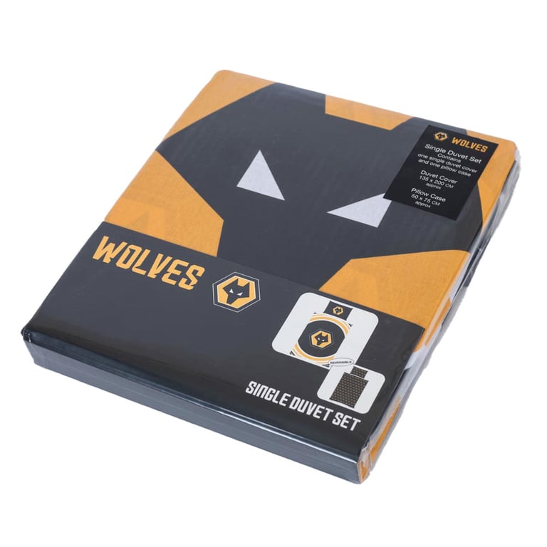 Wolverhampton Wanderers FC Pulse Reversible Duvet Set - Polyester Cotton Construction & Machine Washable