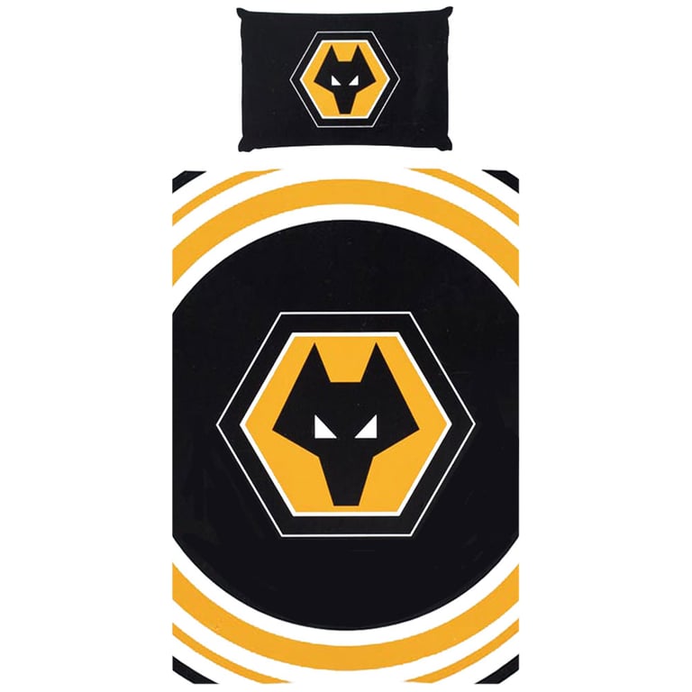 Wolverhampton Wanderers FC Pulse Reversible Duvet Set - Polyester Cotton Construction & Machine Washable