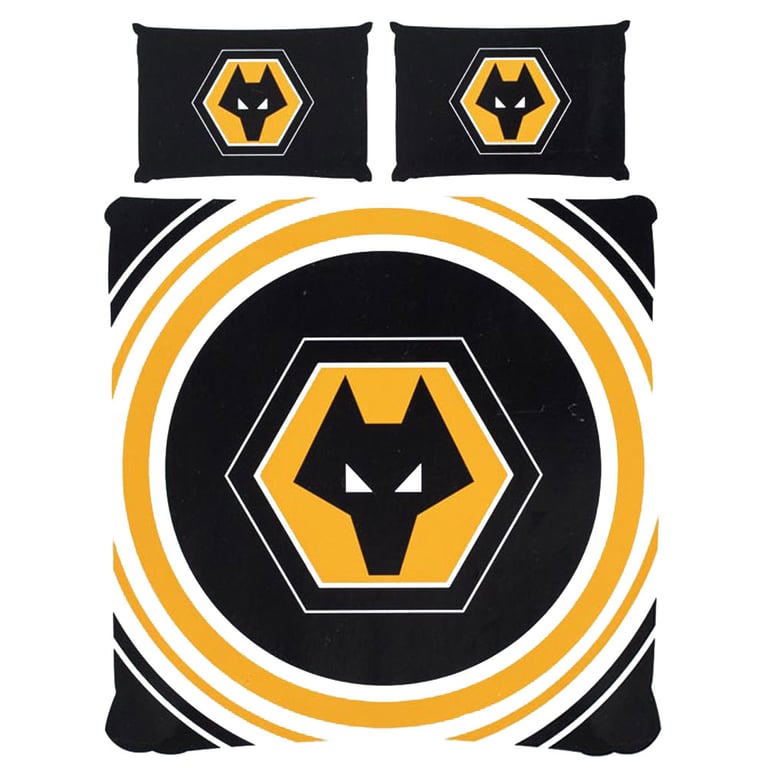 Wolverhampton Wanderers FC Pulse Double Duvet Set - Machine Washable Club Crest Design