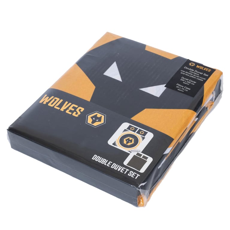 Wolverhampton Wanderers FC Pulse Double Duvet Set - Machine Washable Club Crest Design