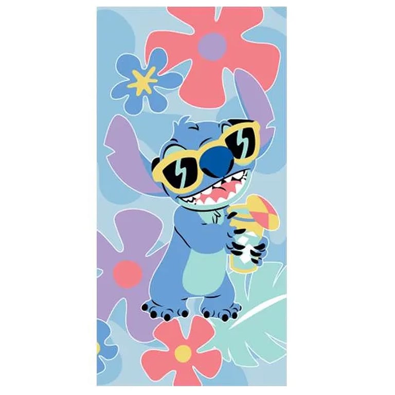 Lilo & Stitch 100 Cotton Velour Floral Beach Towel - Soft Pastel Design