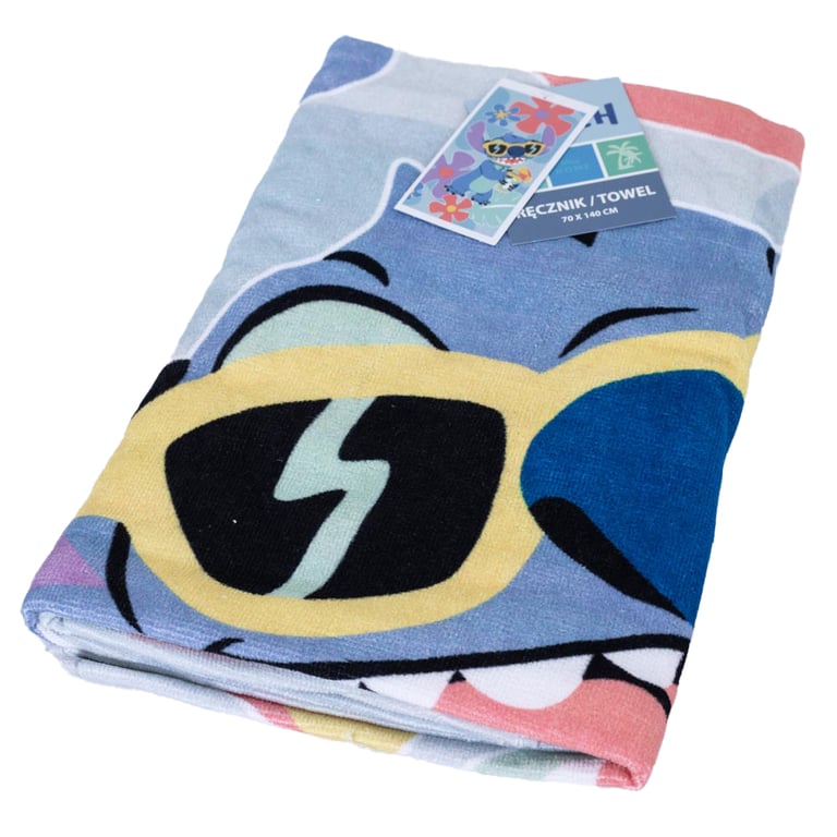 Lilo & Stitch 100 Cotton Velour Floral Beach Towel - Soft Pastel Design