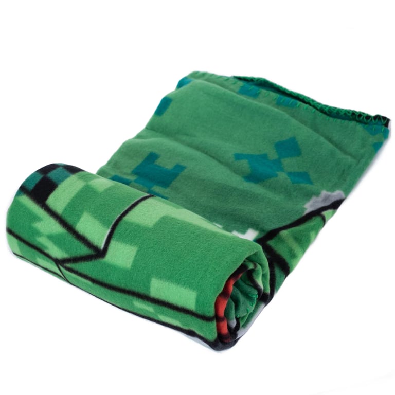 Minecraft Creeper SSS Boom Fleece Blanket - Vibrant Green Home Decor