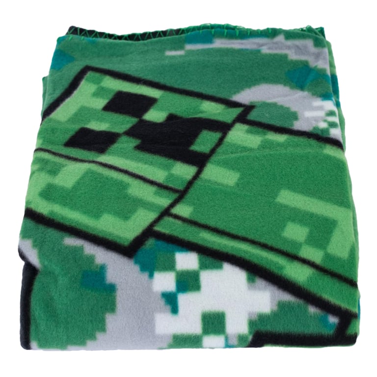 Minecraft Creeper SSS Boom Fleece Blanket - Vibrant Green Home Decor