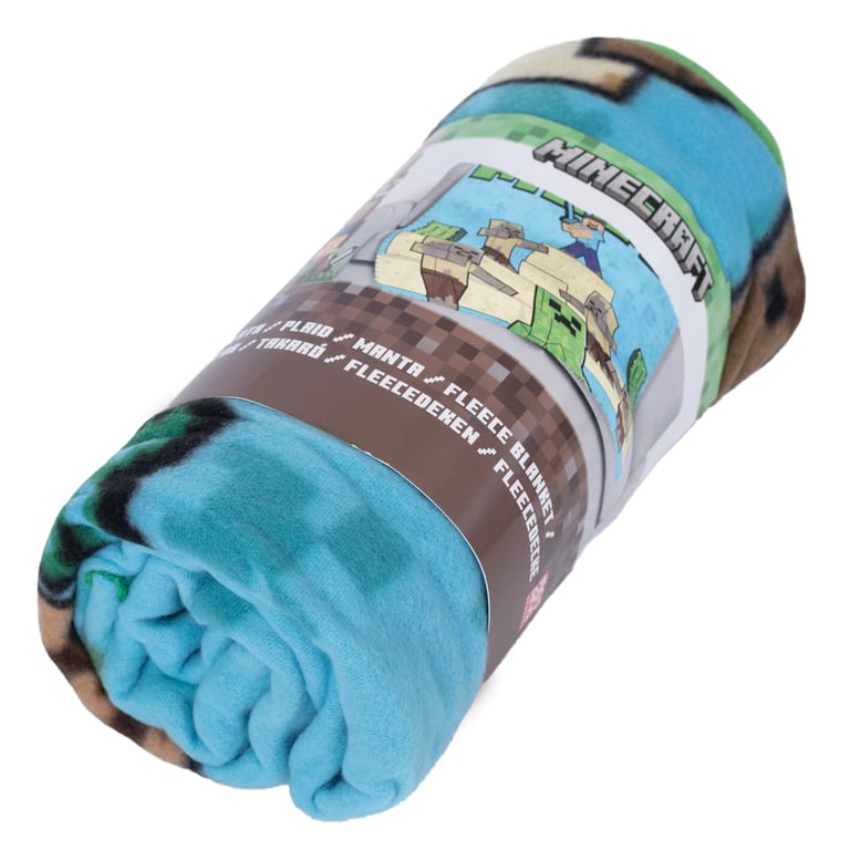 Minecraft Survival Mode 100 Polyester Fleece Blanket - Bright Blue Home Decor
