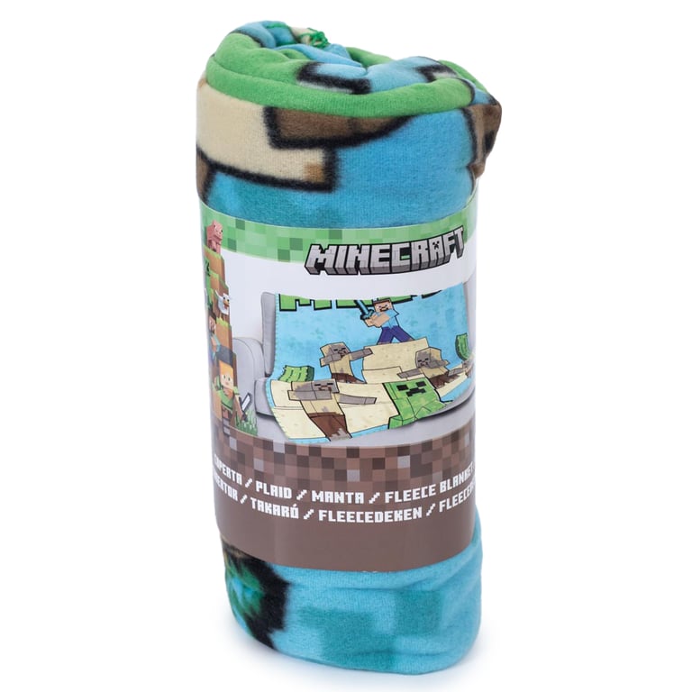 Minecraft Survival Mode 100 Polyester Fleece Blanket - Bright Blue Home Decor