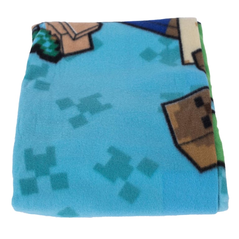 Minecraft Survival Mode 100 Polyester Fleece Blanket - Bright Blue Home Decor
