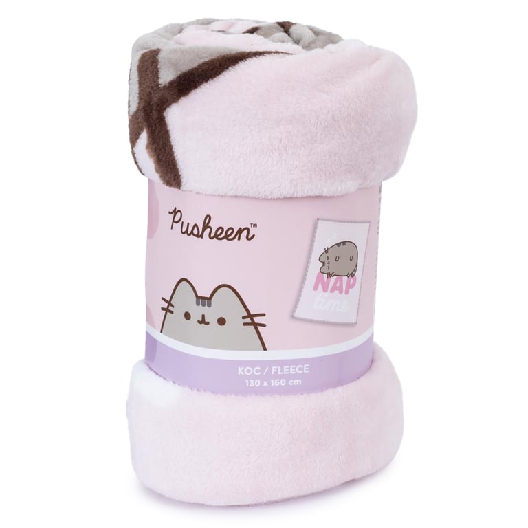 Pusheen Nap Time Premium Fleece Blanket - Soft Coral Fleece Baby Pink Snuggle Blanket