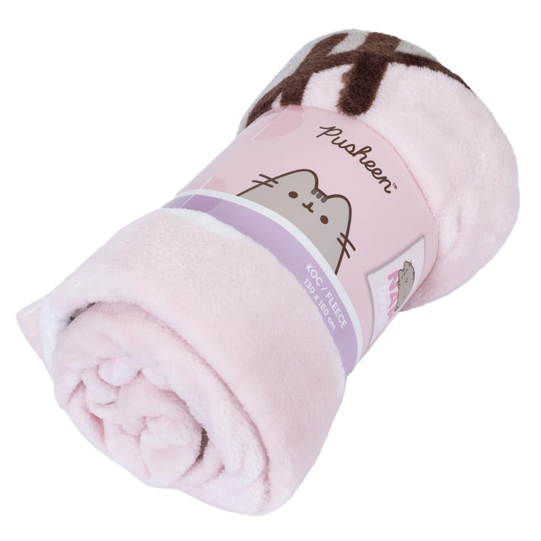 Pusheen Nap Time Premium Fleece Blanket - Soft Coral Fleece Baby Pink Snuggle Blanket