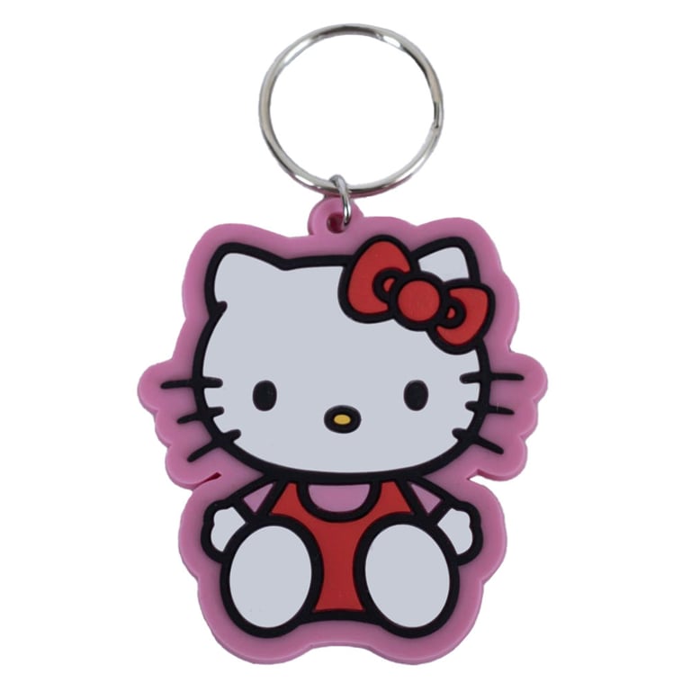 Hello Kitty Pose PVC Keyring - Durable Colorful Keychain with Chain and Split Ring