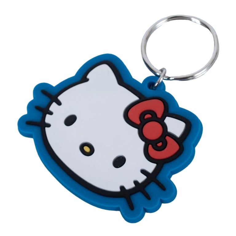 Hello Kitty Durable Colorful PVC Key Ring with Chain and Split Ring