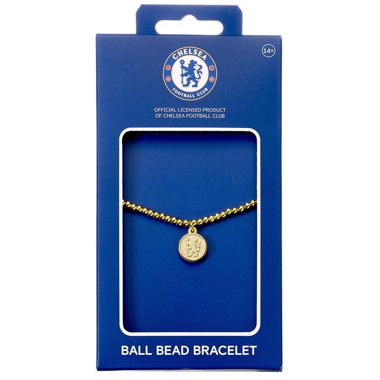 Chelsea FC Gold Finish Hypoallergenic Ball Bead Charm Bracelet