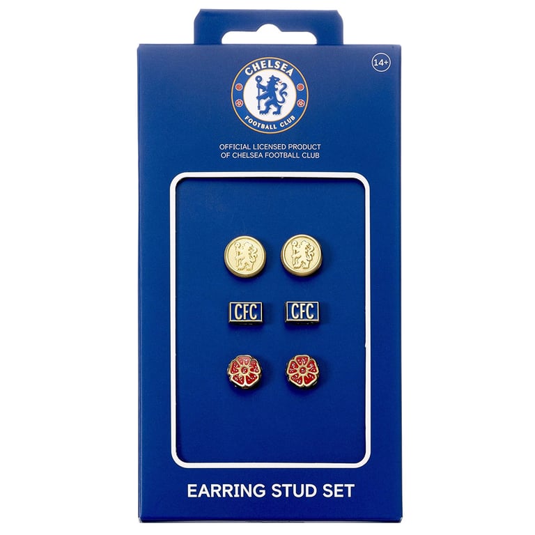 Chelsea FC Hypo-Allergenic Gold Finish Stud Earrings - Authentic Designs
