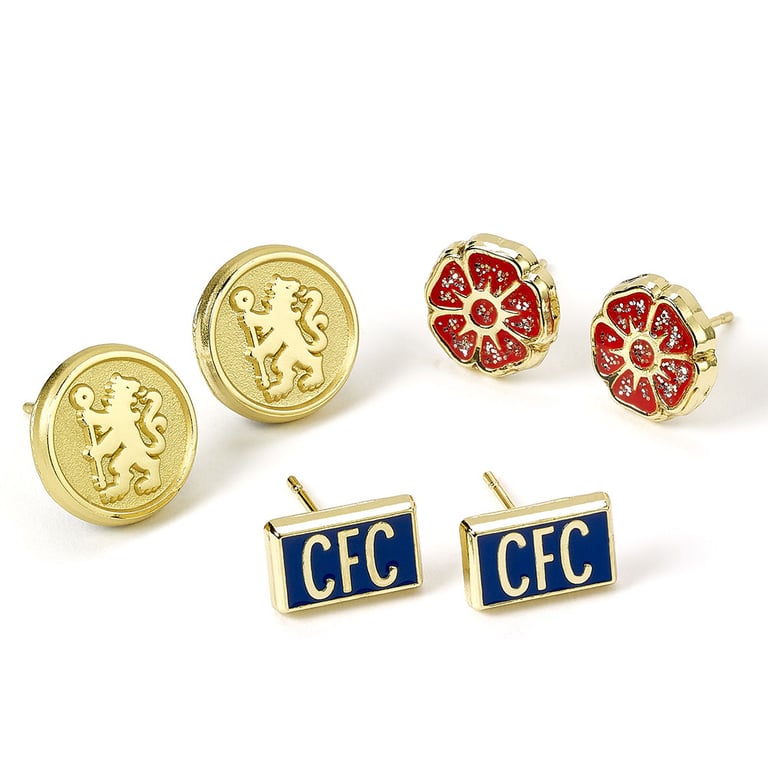 Chelsea FC Hypo-Allergenic Gold Finish Stud Earrings - Authentic Designs