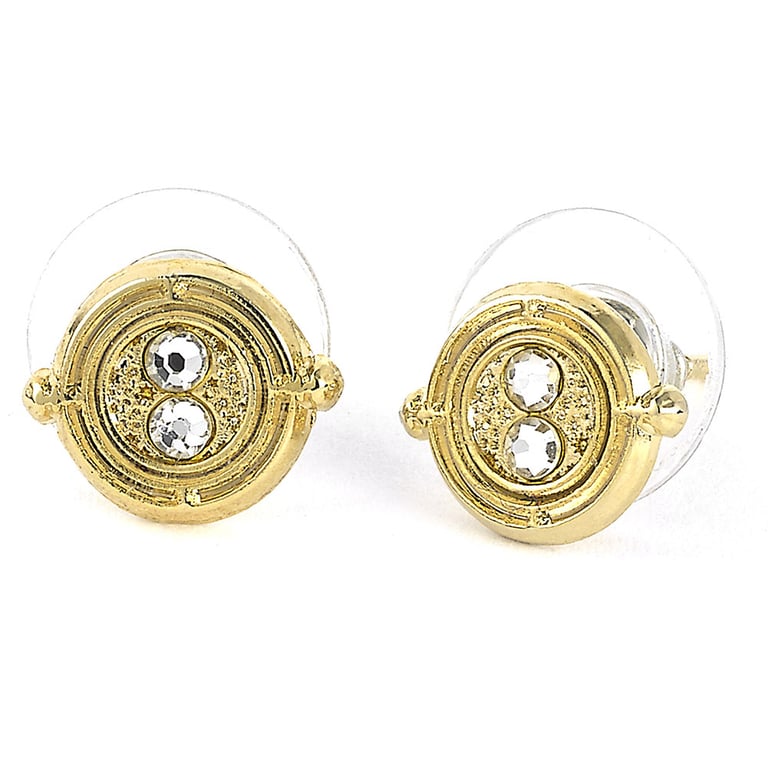 Harry Potter Time Turner Gold Plated Stud Earrings - Hermione Granger Inspired Fantasy Jewelry