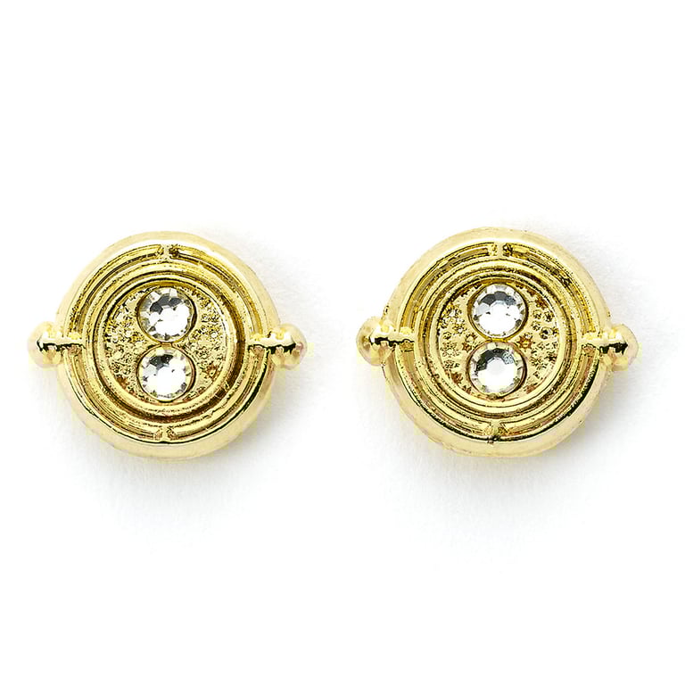 Harry Potter Time Turner Gold Plated Stud Earrings - Hermione Granger Inspired Fantasy Jewelry