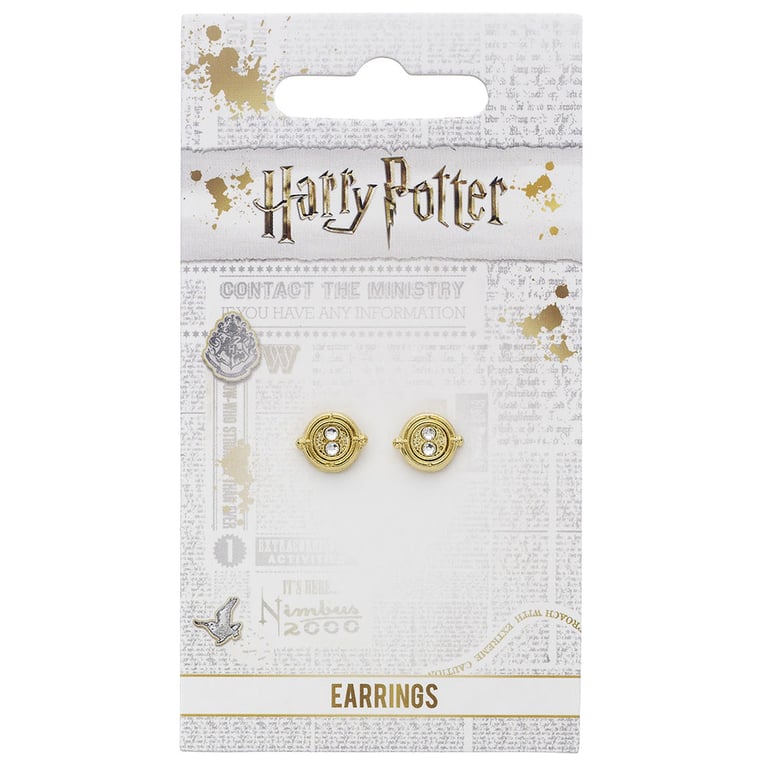 Harry Potter Time Turner Gold Plated Stud Earrings - Hermione Granger Inspired Fantasy Jewelry