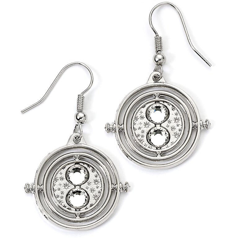Harry Potter Silver Plated Time Turner Earrings - Hermione Granger Inspired Accessory