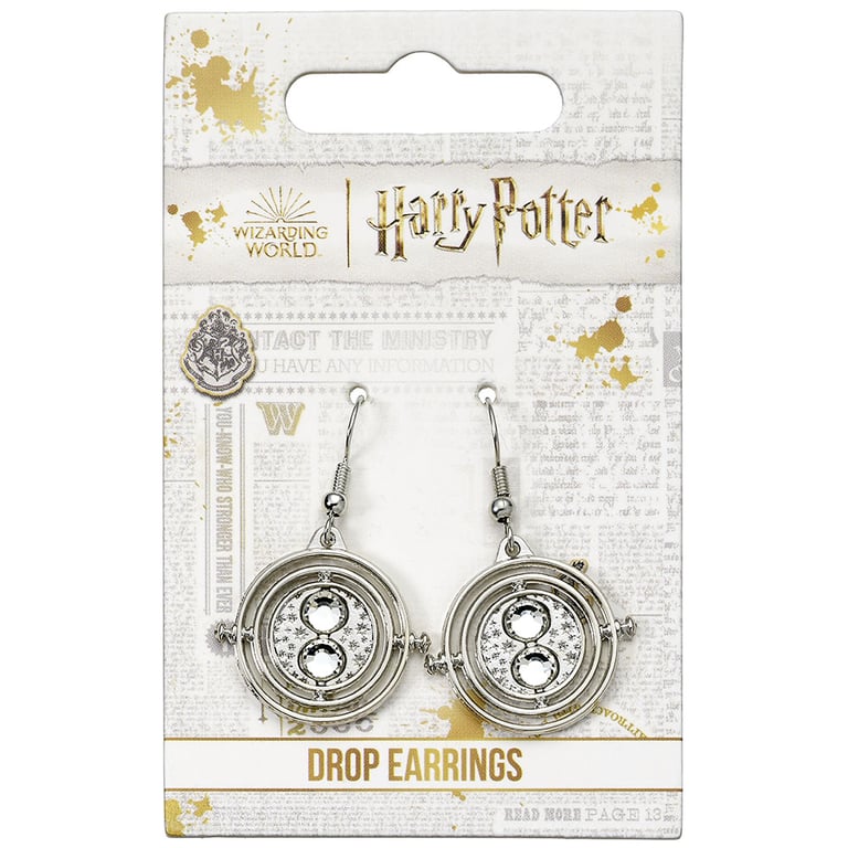 Harry Potter Silver Plated Time Turner Earrings - Hermione Granger Inspired Accessory