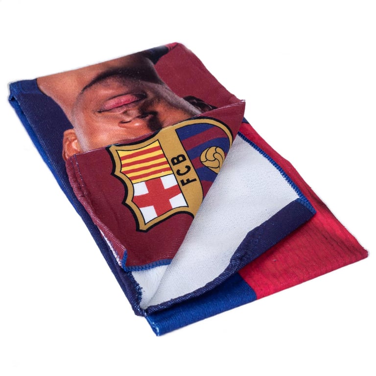 FC Barcelona Lamine Yamal Vertical Split Microfiber Towel - Soft 100 FCB Beach Towel