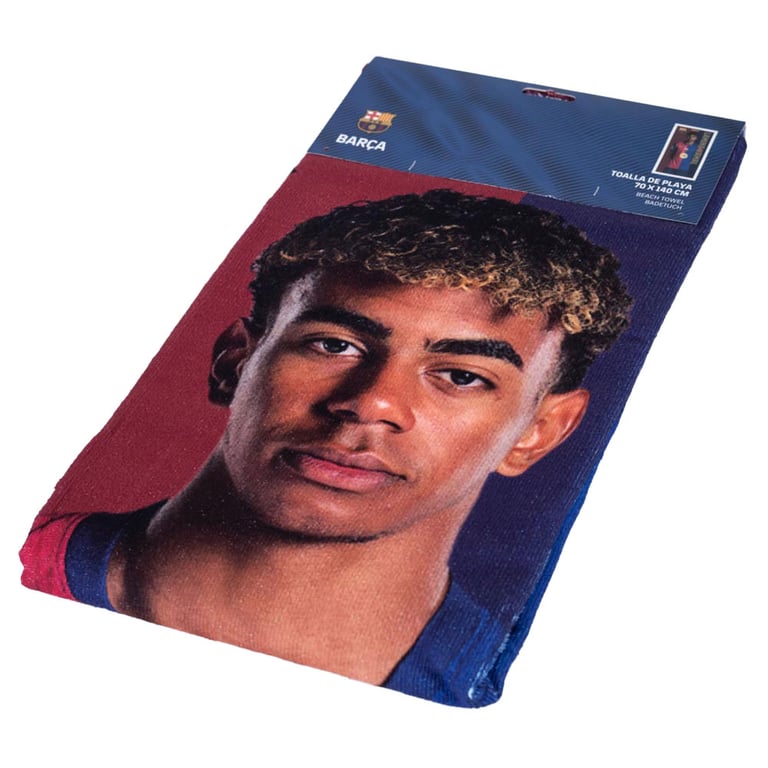 FC Barcelona Lamine Yamal Vertical Split Microfiber Towel - Soft 100 FCB Beach Towel