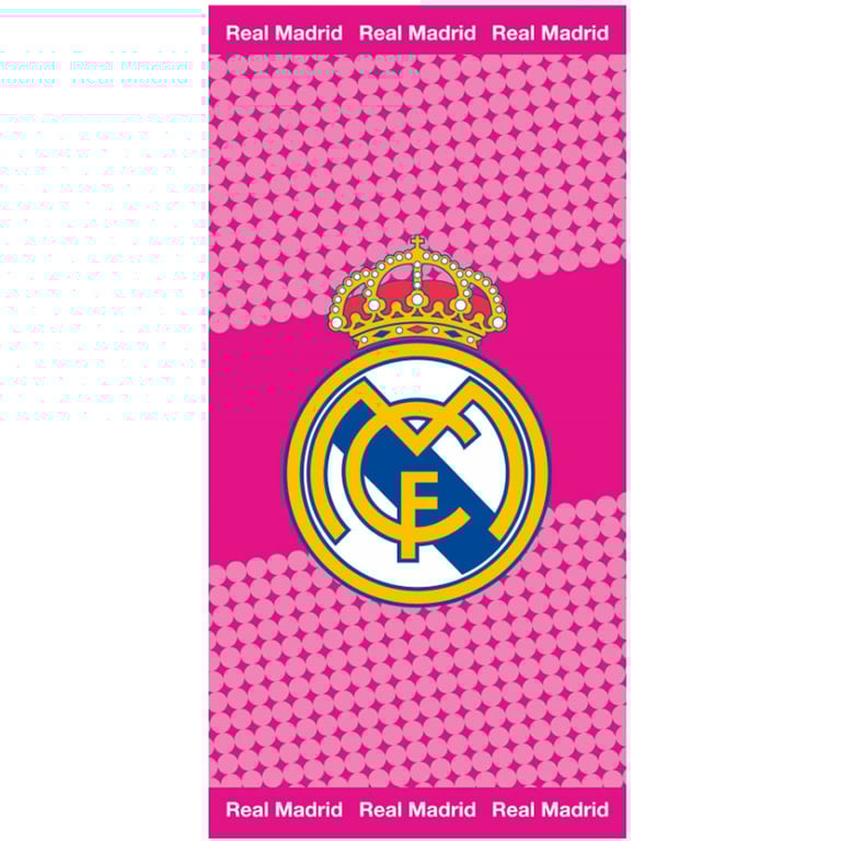 Real Madrid CF 100 Cotton Velour Pink Club Crest Beach Towel