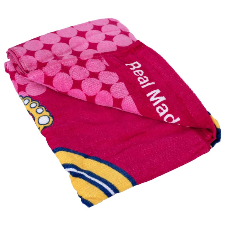 Real Madrid CF 100 Cotton Velour Pink Club Crest Beach Towel