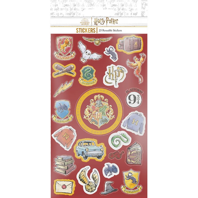 Harry Potter Reusable Self-Adhesive Sticker Sheets - 25 Assorted Designs for Home Decor and Crafting