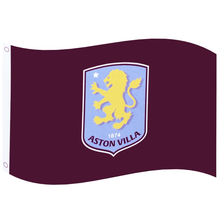 Aston Villa FC Core Crest 100 Polyester Claret Flag - Perfect Wall Hanging Decoration