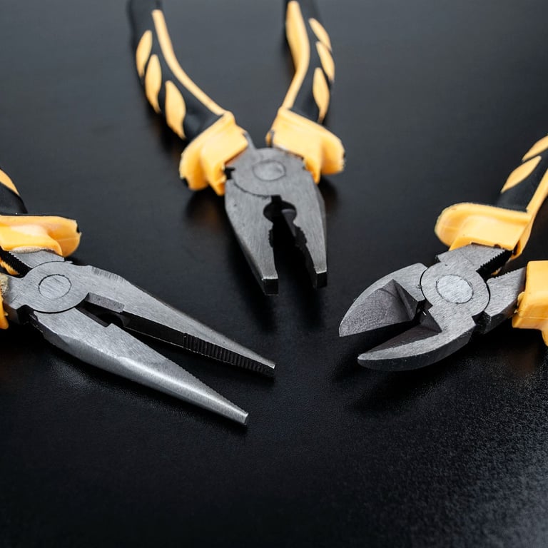3 Piece Soft Grip Pliers Set - Hardened Steel with Rubber Slip Grips for Long Nose, Side Cutter & Combination Pliers