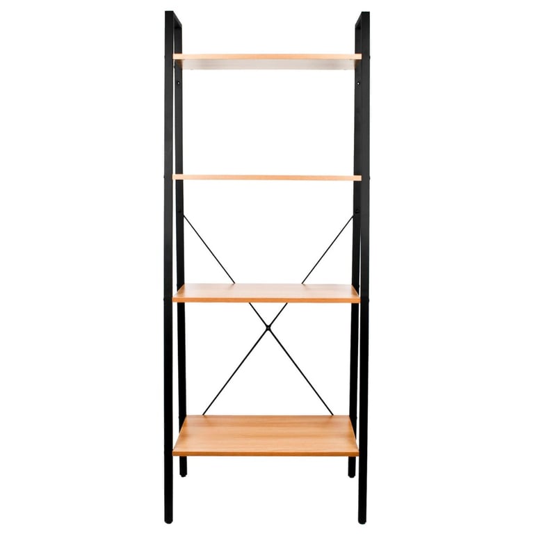 Light Oak 4 Tier Ladder Shelves - Minimalist Storage and Display Unit