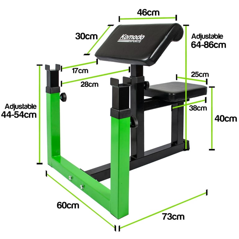 Bicep Preacher Curl Bench - Heavy Duty Adjustable Home Gym Equipment