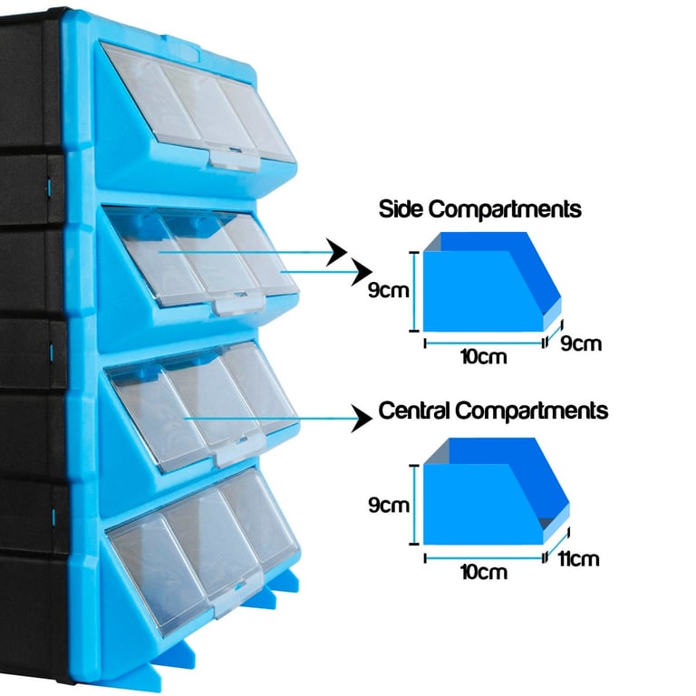 DIY 12 Drawer Storage Unit with Lidded Compartments - Plastic Workshop Cabinet Organizer