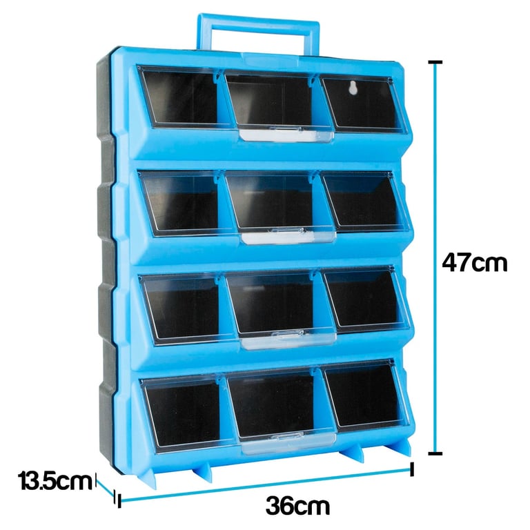 DIY 12 Drawer Storage Unit with Lidded Compartments - Plastic Workshop Cabinet Organizer