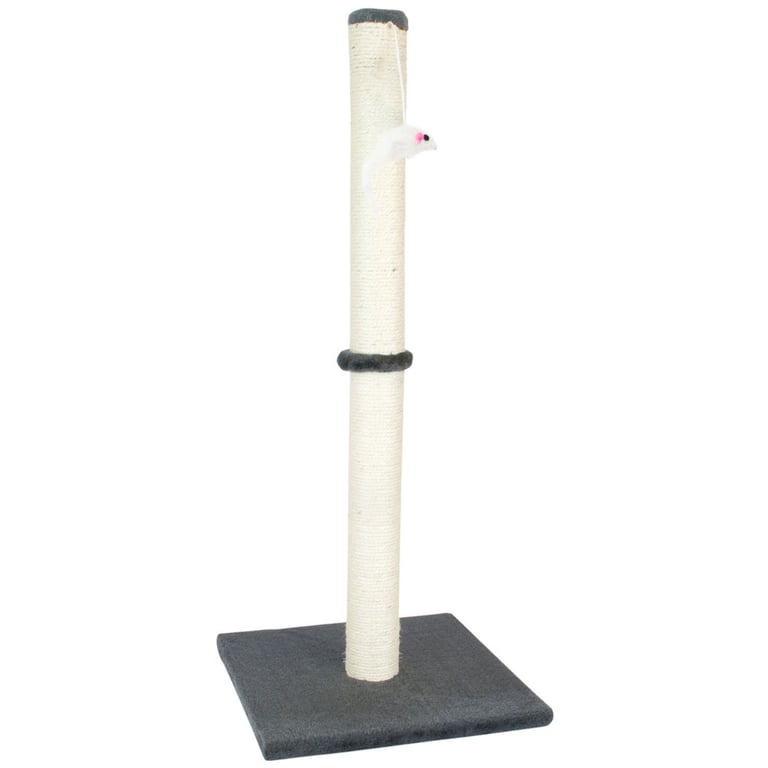 Durable 80cm Grey Cat Scratch Post for Indoor Entertainment and Toy Play Tower