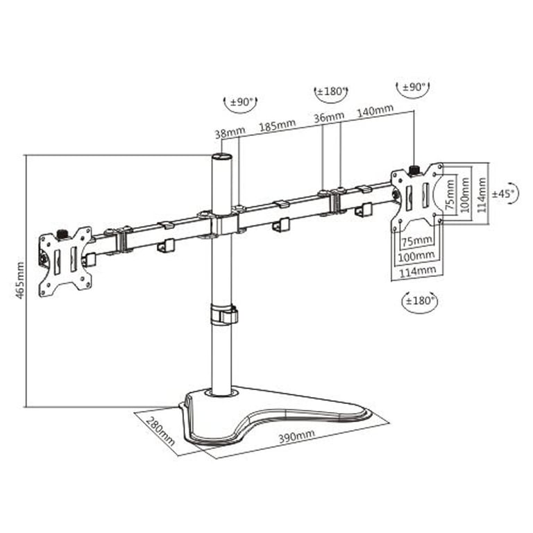 Dual Monitor Mount for Space-Saving Multi Screen Setup - VESA Swivel Desk Mount