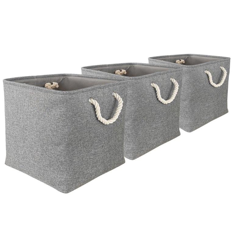 Grey Linen Fabric Storage Cubes - Space Saving Bedroom Solutions